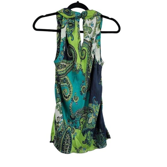 New Directions Top Artsy Boho Sleeveless Paisley Rolled Bandana Scoop Green S - Picture 8 of 11